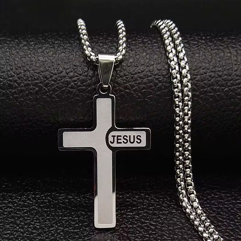 Chaîne en Acier inoxydable pendentif Croix