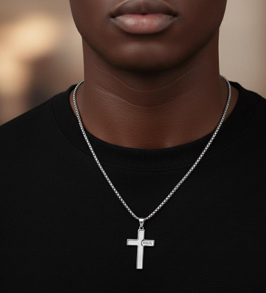 Chaîne en Acier inoxydable pendentif Croix