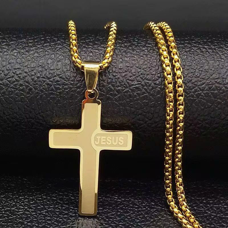 Chaîne en Acier inoxydable pendentif Croix